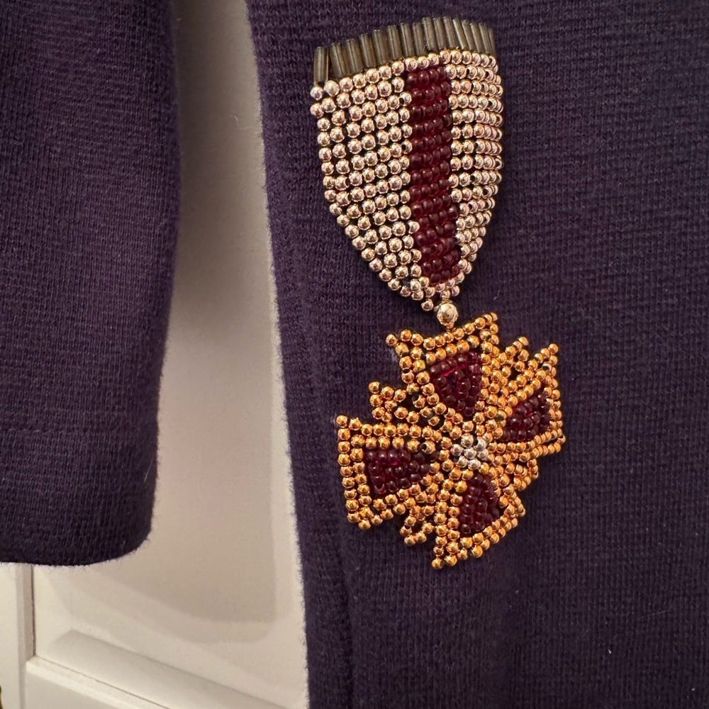 Vtg ADRIENNE VITTADINI Jeweled Beaded Trophy Soft Cotton Knit Jacket Sz S - Picture 7 of 10